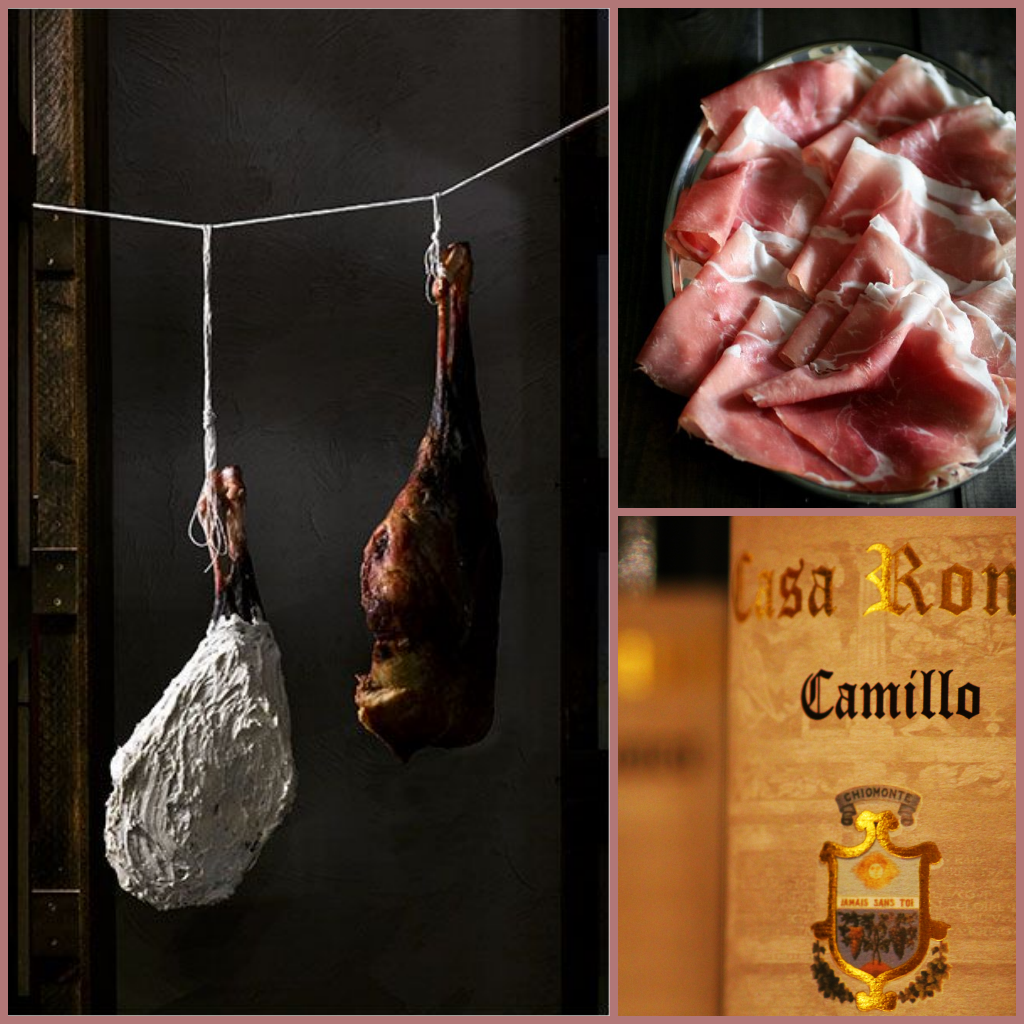 affettati con vini rossi VALSUSA D.O.C CASA RONSIL a scelta tra " Camillo " , " San Bartolomeo " e " Fortunato " 